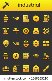 Moderno Conjunto simple de íconos llenos de vectores industriales. Contiene, como Gas, Martillo, Pipe, Caja, Saw, Estación de Gas, Chimney, Aerógrafo y más iconos Totalmente Editables y Pixel Perfect.
