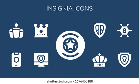 Modern Simple Set of insignia Vector filled Icons. Contains such as Badge, Antivirus, Crown, Shield, Beer pong, Vpn and more Fully Editable and Pixel Perfect icons.