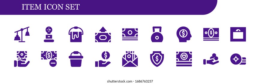 Modern Simple Set of item Vector filled Icons. Contains such as Weights, Weight, Bucket, Money and more Fully Editable and Pixel Perfect icons.