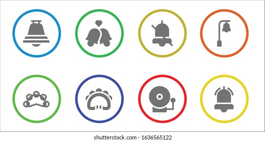 Modern Simple Set of jingle Vector filled Icons. Contains such as Bell, Tambourine, Bells, Alarm, Alarm bell and more Fully Editable and Pixel Perfect icons.