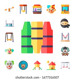 Modern Simple Set of kids Vector flat Icons. Contains such as swings, trampoline, swing, Crayons, clown, ninja, playground, fairground and more Fully Editable and Pixel Perfect icons.