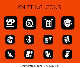 Modern Simple Set of knitting Vector filled Icons. Contains such as Sewing, Grandmother, Socks, Knit, Thread, Sock and more Fully Editable and Pixel Perfect icons.