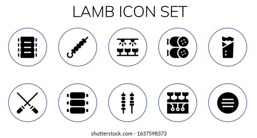 Modern Simple Set of lamb Vector filled Icons. Contains such as Ribs, Skewers, Skewer, Farm, Salami, Farming, Kebab, Meat and more Fully Editable and Pixel Perfect icons.