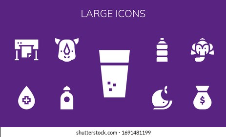 Modern Simple Set of large Vector filled Icons. Contains such as Water, Rhino, Plotter, Money bag, Elephant, Whale and more Fully Editable and Pixel Perfect icons.