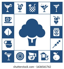 Modern Simple Set of lemon Vector filled Icons. Contains such as Cocktail, Tea time, Lettuce, Broccoli, Juice, Lemonade, Vegetables and more Fully Editable and Pixel Perfect icons.