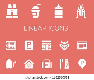 Modern Simple Set of linear Vector filled Icons. Contains such as Binoculars, Smoothie, Punching ball, Cricket, Surf, Safebox and more Fully Editable and Pixel Perfect icons.