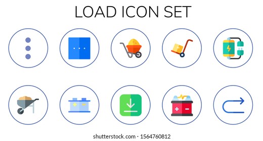 Modern Simple Set of load Vector flat Icons. Contains such as more, wheelbarrow, battery, download, redo and more Fully Editable and Pixel Perfect icons.
