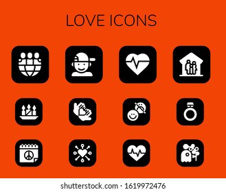 Modern Simple Set of love Vector filled Icons. Contains such as Friends, Candles, Peace, Boy, Love, Heart, Heartbeat, Happiness.
