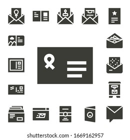 Modern Simple Set of mailing Vector filled Icons. Contains such as Invitation, Postcard, Envelope, Mail box, Mailing, Private message and more Fully Editable and Pixel Perfect icons.