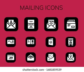 Modern Simple Set of mailing Vector filled Icons. Contains such as Invitation, Envelope, Mailing, Postcard, Mail box and more Fully Editable and Pixel Perfect icons.