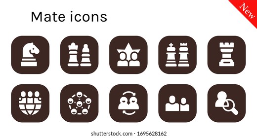 Modern Simple Set of mate Vector filled Icons. Contains such as Chess, Friends and more Fully Editable and Pixel Perfect icons.