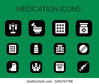Modern Simple Set of medication Vector filled Icons. Contains such as Test tube, Pill, Inhalator, Mortar, Syrup, Drugs, Hospital and more Fully Editable and Pixel Perfect icons.