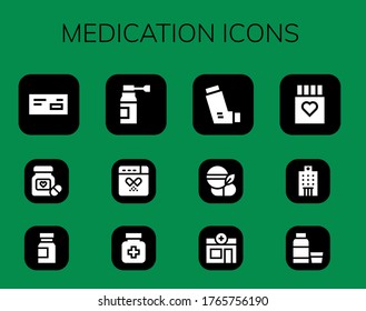 Modern Simple Set of medication Vector filled Icons. Contains such as Medicine, Pills, Drug, Drugs, Inhaler, Pharmacy, Hospital and more Fully Editable and Pixel Perfect icons.