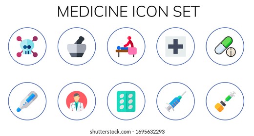 Modern Simple Set of medicine Vector flat Icons. Contains such as virus, thermometer, mortar, doctor, massage, pill, add, vaccine and more Fully Editable and Pixel Perfect icons.