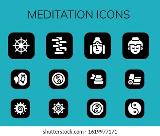 Modern Simple Set of meditation Vector filled Icons. Contains such as Buddhism, Esteem, Chakra, Wing chun, Yin yang, Buddha, Zen and more Fully Editable and Pixel Perfect icons.