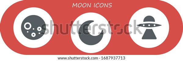 Modern Simple Set of moon Vector filled Icons.\
Contains such as Full moon, Night, Aliens and more Fully Editable\
and Pixel Perfect\
icons.