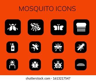 Modern Simple Set of mosquito Vector filled Icons. Contains such as Ladybug, Insecticide, Parasite, Ant, Mosquito, Moth, Flea and more Fully Editable and Pixel Perfect icons.