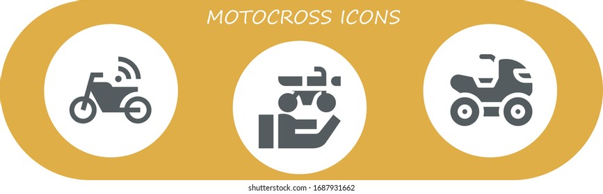Modern Simple Set of motocross Vector filled Icons. Contains such as Motorbike, Quad and more Fully Editable and Pixel Perfect icons.