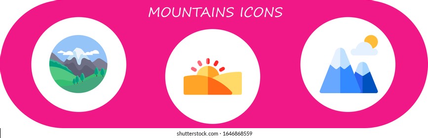 Modern Simple Set of mountains Vector flat Icons. Contains such as desert and more Fully Editable and Pixel Perfect icons.