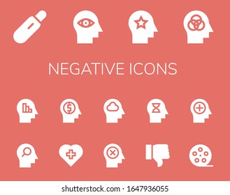 Modern Simple Set of negative Vector filled Icons. Contains such as Pregnancy test, Mind, Red cross, Dislike, Film roll and more Fully Editable and Pixel Perfect icons.