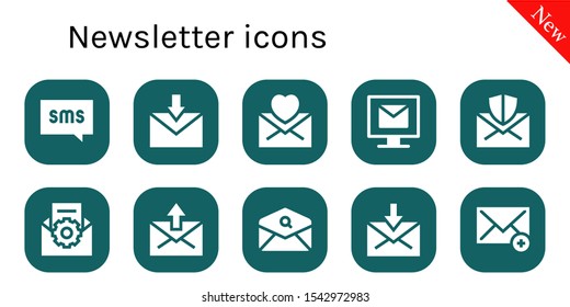 Modern Simple Set of newsletter Vector filled Icons. Contains such as Sms, Email, Mail and more Fully Editable and Pixel Perfect icons.