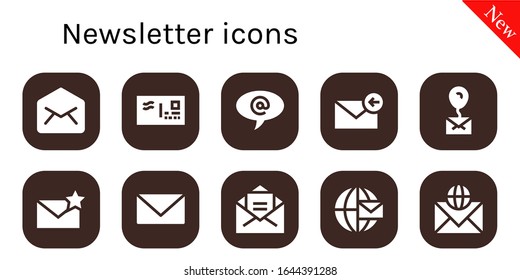 Modern Simple Set of newsletter Vector filled Icons. Contains such as Email, Envelope, Arroba, Mail and more Fully Editable and Pixel Perfect icons.