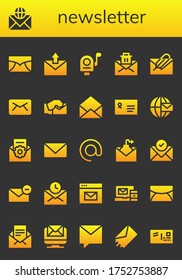 Modern Simple Set de boletín Vector rellena Iconos. Contiene, por ejemplo, correos electrónicos, sobres, arroba, mensajes privados, Enviar y más iconos Totalmente editables y Perfectos de píxeles.
