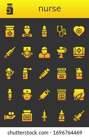 Modern Simple Set of nurse Vector filled Icons. Contains such as Medicine, Doctor, Stethoscope, Health, Vaccine, Surgeon, Pharmacist and more Fully Editable and Pixel Perfect icons.