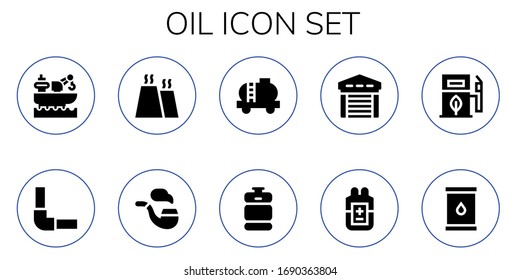 Moderno Conjunto simple de íconos rellenos de vectores de aceite. Contiene como Fábrica, Gasoducto, Pipe, Tanque, Cerveza, Garaje, Sangre, Combustible Ecológico y más iconos Totalmente Editables y Perfectos Pixel.