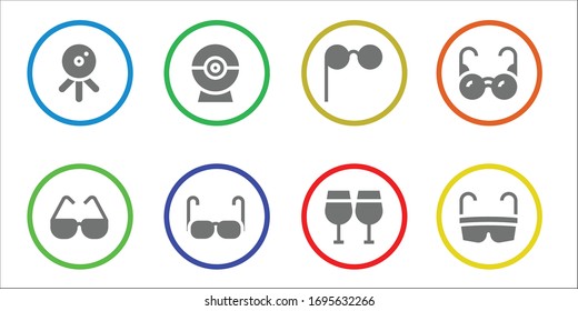 Modern Simple Set of optic Vector filled Icons. Contains such as Web cam, Glasses and more Fully Editable and Pixel Perfect icons.