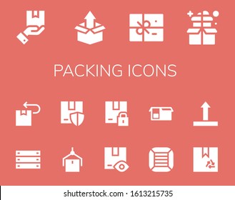 Modern Simple Set of packing Vector filled Icons. Contains such as Package, Box, Boxes, Side up and more Fully Editable and Pixel Perfect icons.
