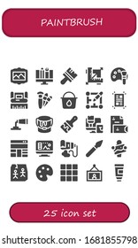 Moderne einfache Set von Pinsel Vektorillustration gefüllt Symbole. Enthält Bilder, Grafiken, Pinselspitzen, Design, Farbpalette, Pinsel und mehr vollständig bearbeitbare und Pixel perfekte Symbole.