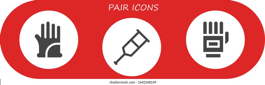 Modern Simple Set of pair Vector filled Icons. Contains such as Gloves, Crutch and more Fully Editable and Pixel Perfect icons.