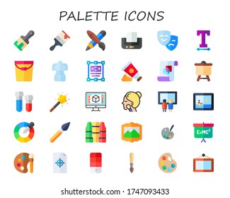 Modern Simple Set of palette Vector flat Icons. Contains such as paint brush, graphic design, print, culture, text width, paint and more Fully Editable and Pixel Perfect icons.