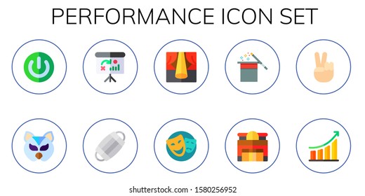 Modern Simple Set of performance Vector flat Icons. Contains such as power, mask, dashboard, masks, stage, theater, magic hat and more Fully Editable and Pixel Perfect icons.