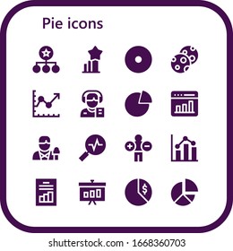 Modern Simple Set of pie Vector filled Icons. Contains such as Diagram, Stats, Donut, Cookies, Line chart, Reporter, Graph, Analytics and more Fully Editable and Pixel Perfect icons.