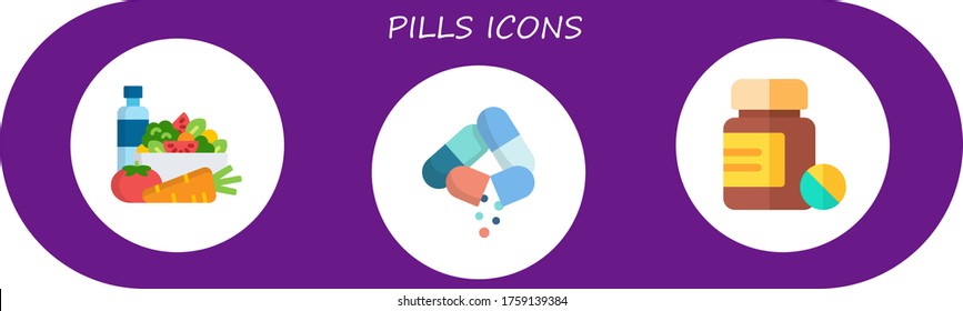 Modern Simple Set of pills Vector flat Icons. Contains such as diet and more Fully Editable and Pixel Perfect icons.