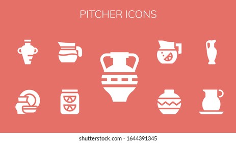 Modern Simple Set of pitcher Vector filled Icons. Contains such as Amphora, Lemonade, Jug, Porcelain, Vase and more Fully Editable and Pixel Perfect icons.