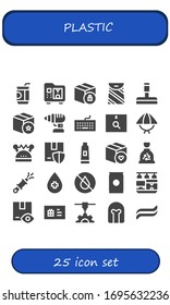 Modern Simple Set of plastic Vector filled Icons. Contains such as Soda, 3d printer, Package, Bag, Glass cleaner, Drill, Keyboard and more Fully Editable and Pixel Perfect icons.