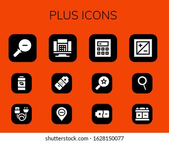 Modern Simple Set of plus Vector filled Icons. Contains such as Zoom out, Battery, Charge, Calculator, Diminish, Favorites, Exposure and more Fully Editable and Pixel Perfect icons.