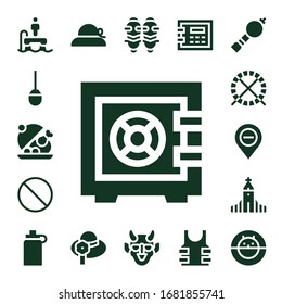 Modernes, einfaches Set von png Vektorillustration gefüllt Symbole. Enthält Flyboard, Awl, Salver, Safebox, Forbbiden, Hamster-Ball, Diminish und mehr vollständig editierbare und Pixel Perfect Icons.