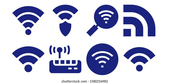 Modern Simple Set of podcast Vector filled Icons. Contains such as Wifi, Wireless, Wifi signal, Rss and more Fully Editable and Pixel Perfect icons.