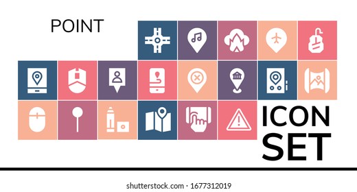 Modern Simple Set of point Vector filled Icons. Contains such as Crossroad, Gps, Mouse, Pin, Marker, Maps, Tap, Warning, Location and more Fully Editable and Pixel Perfect icons.
