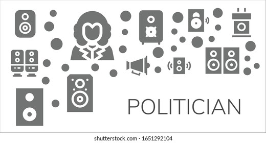 Modern Simple Set of politician Vector filled Icons. Contains such as Speaker, George washington, Speakers, Tribune and more Fully Editable and Pixel Perfect icons.