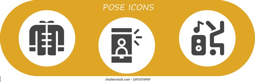 Modern Simple Set of pose Vector filled Icons. Contains such as Wushu, Selfie, Dancer and more Fully Editable and Pixel Perfect icons.