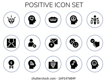 Modern Simple Set of positive Vector filled Icons. Contains such as Quality, Psychology, Mind, Add, Smile, Rate, Value, Satisfied and more Fully Editable and Pixel Perfect icons.