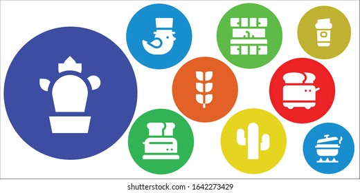 Modern Simple Set of pot Vector filled Icons. Contains such as Cactus, Saint Patrick, Kitchen, Toaster, Growing plant, Coffee and more Fully Editable and Pixel Perfect icons.