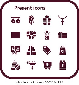 Modern Simple Set of present Vector filled Icons. Contains such as Rings, Ornament, Gift, Jewelry, Gift card, Bow, Confetti, Voucher and more Fully Editable and Pixel Perfect icons.