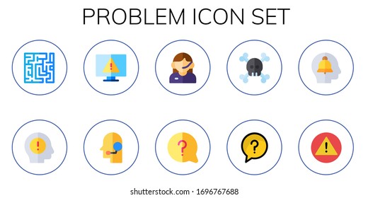Modern Simple Set of problem Vector flat Icons. Contains such as maze, warning, error, customer service, question, danger, faq and more Fully Editable and Pixel Perfect icons.