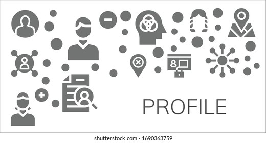 Modern Simple Set of profile Vector filled Icons. Contains such as User, Remove user, Placeholder, Add user, Profile, Mind, Curriculum and more Fully Editable and Pixel Perfect icons.